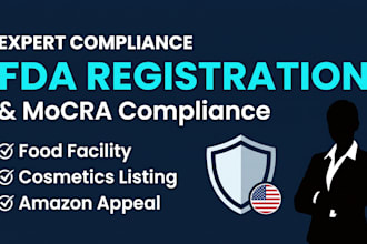 fda registration, mocra cosmetic compliance, and food facility listing