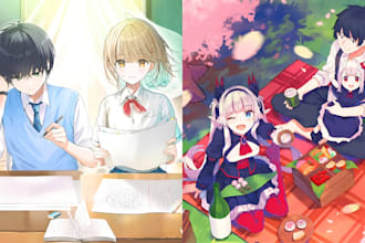 design anime light novel cover and custom typography