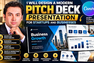 design a modern pitch deck presentation for startups and businesses