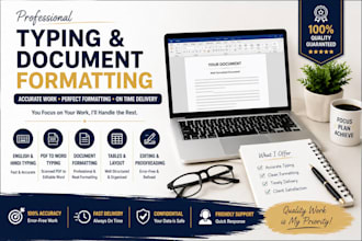 do professional typing, document formatting, and editing
