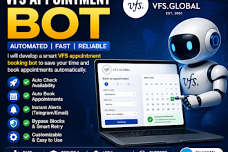 develop booking appointment bot,vfs bot,booking bot,vfs appointment