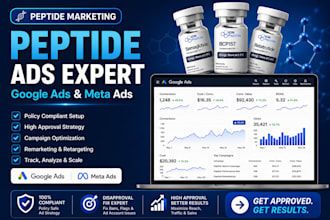 fix peptide ads, setup peptide google ads tiktok meta ads for peptide websites