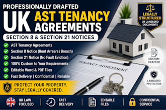 draft UK tenancy agreements, section 8 and section 21 notices