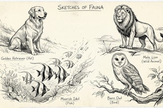 draw a sketch of any pet, wild animal, bird or fish