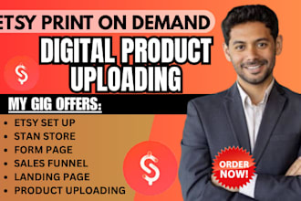 do etsy and stanstore promotion, gumroad setup, digital product design
