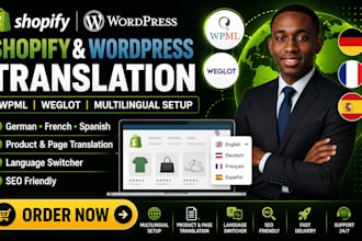 translate shopify wordpress website to german french spanish wpml, weglot