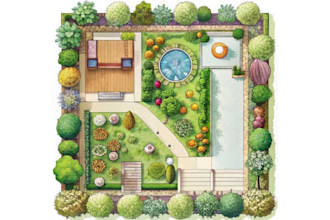 design site plan, pool landscape, 2d front yard and backyard design for stamp