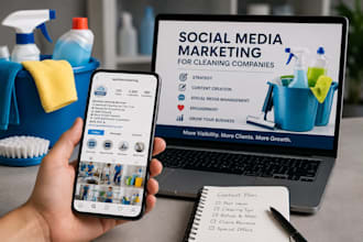 be cleaning company business social media marketer content calendar strategist