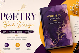 edit, format, upload your poetry book, poem illustration , poetry book cover