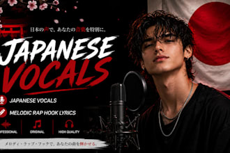 record japanese vocals and write melodic rap hook lyrics for your track