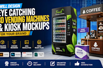 design eye catching 3d vending machines and kiosk mockups for your brand
