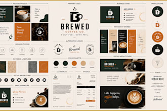 design logo, brand identity, and social media kit branding