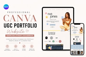 design modern ugc portfolio website in canva, media kit, canva landing page