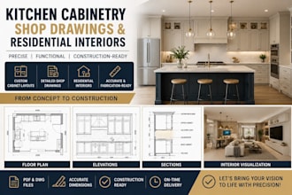 design kitchen cabinetry shop drawing and residential interior