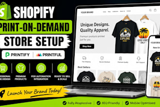 setup or redesign print on demand tshirt shopify store via printify printiful