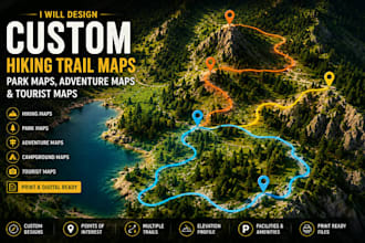 design custom hiking map, trail maps, park maps, adventure maps and tourist maps