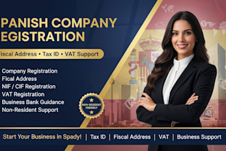 register your spanish company with fiscal address and tax id support