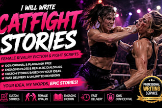 write custom catfight stories, female rivalry fiction and fight scripts