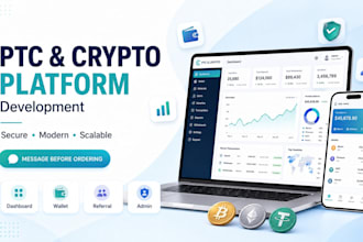 develop PTC website, crypto website and referral platform