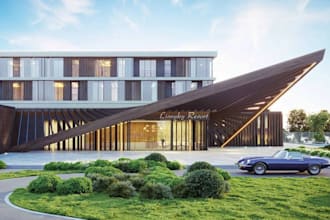 render 3d luxury resort from 2d drawing,d5 outdoor amenities,padel,tennis courts