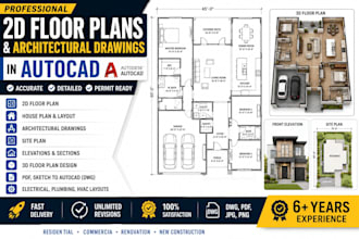 draft 2d floor plans, 3d floor plan design, architectural drawing in autocad