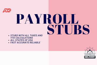 prepare stubs, payroll reports, form w2, w3 and form 1099