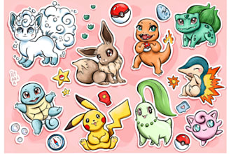illustrate cute stickers and sticker packs