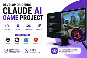 cli develop debug your claude ai game, unity, unreal, godot roblox project