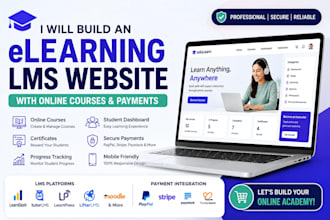 build an elearning lms website with online courses and payments
