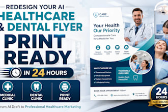 fix and redesign ai generated healthcare or dental flyers in 24 hours
