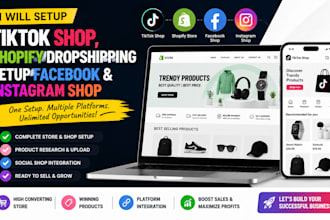setup tiktok shop or shopify dropshipping setup facebook and instagram shop