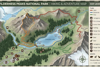 design hiking map trail map park map adventure outdoor map location map
