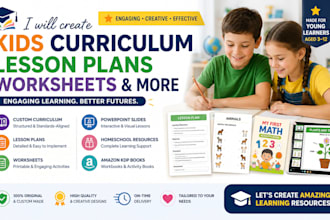 create custom kids curriculum, lesson plans, worksheets and homeschool resource