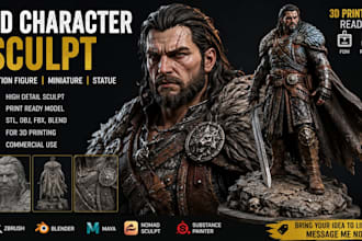 sculpt 3d character sculpt, action figure, miniature, statue design for 3d print