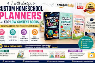 design custom homeschool planners or KDP low content books