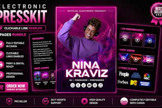 design a professional press kit, media kit, and epk