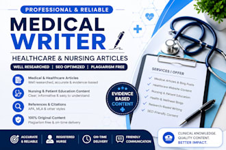 write professional medical nursing and healthcare articles