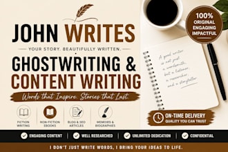 ghostwrite your fiction or non fiction ebook professionally