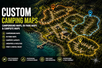 design hiking map trail map camping maps, campground maps, rv park maps