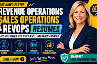 write an ats resume for revenue operations, sales operations, and revops