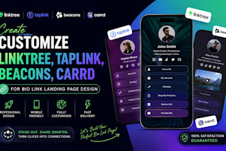 create customize linktree taplink beacons carrd for bio link landing page design