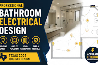 design texas bathroom electrical plans, lighting layout, load calculation