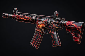 model 3d weapon, gun model, fps weapon, game asset, pbr texture, low poly weapon