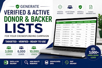 generate verified active donor and backer lists for your crowdfunding campaign