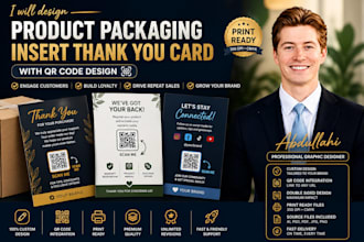 design product packaging insert thank you card with qr code design