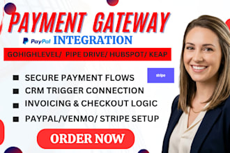 setup square, stripe, paypal payment gateway gohighlevel crm for your business