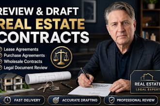 review and draft real estate contracts lease agreements and wholesale documents