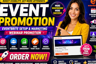 do event promotion, eventbrite setup and marketing, webinar promotion