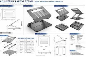 design a manufacturing ready ergonomic laptop stand with cad tech pack