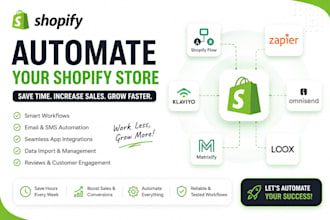 automate shopify workflow using flow zapier make klaviyo matrixify omnisend loox